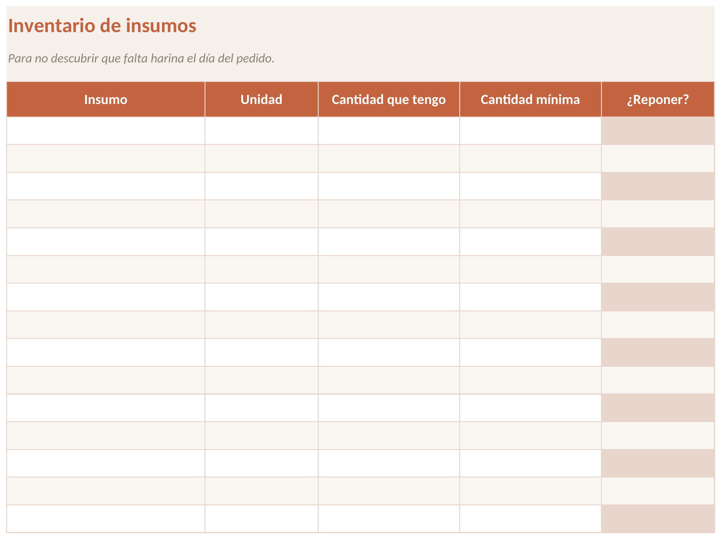 Planilla Inventario de insumos